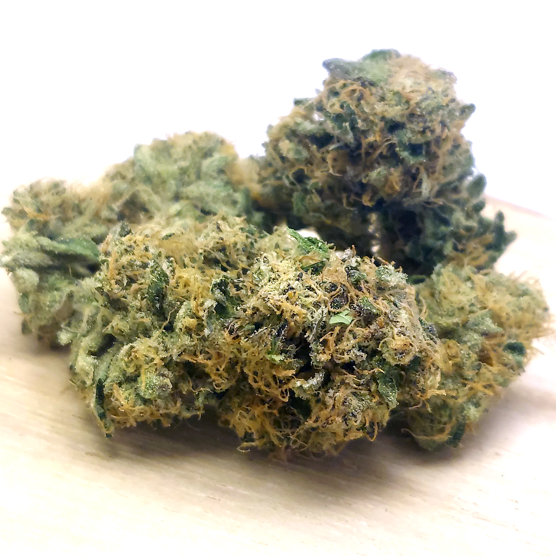 A closeup photo of cannabis buds of the strain Strawberry Cheesecake, grown by Lukas Greene. Photo credit: Lukas Greene